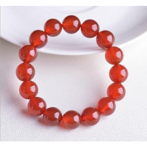 Natural Red Agates Strand Bracelets Round Beads Ornaments Classic Jewelry for Lovers Birthday Gift 2018 New Arrvial