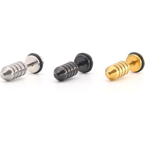AsJerlya New Arrived Titanium Stainless Steel Screw Back Stud Earrings Jewelry Spiral Earrings Trendy Accessories Anti-Allergy