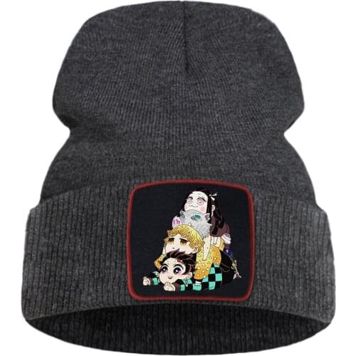 Demon Slayer Printing New Winter Hats For Women Warm Casual Man Japan Anime Knitted Hat Soft Fashion Men Autumn Beanie