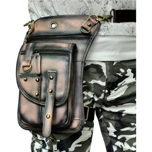 Original Leather Design Men Casual Messenger Shoulder Bag Fashion Fanny Belt Waist Pack Drop Leg Bag 8" Tablets Pouch 2141LA