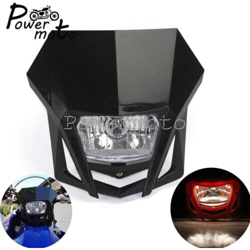 Black Motorcycle Dirt Bike Motocross Headlight Fairing Front Headlamp Enduro Supermoto Universal For Kawasaki Yamaha Suzuki