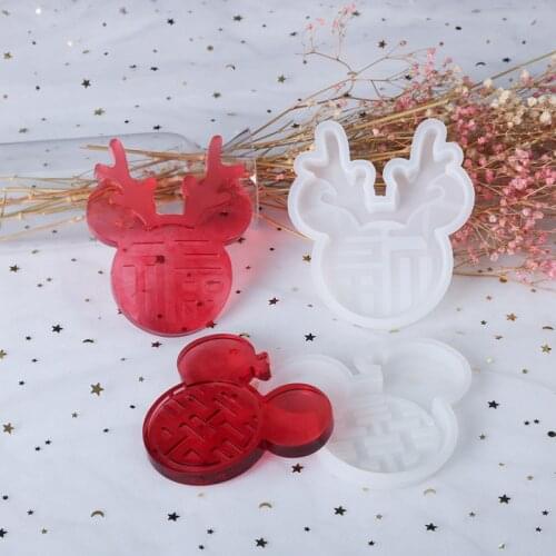 Resin DIY 2 Styles Of Antlers Fu Character Hi Character Decoration Silicone Mold Making Decoration Table Handmade