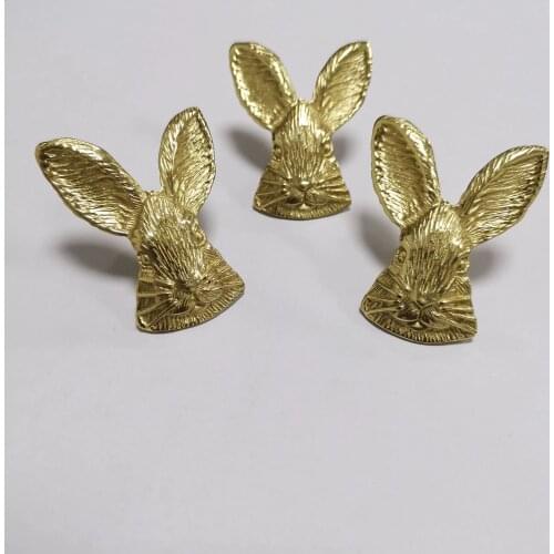 Modern Rabbit Head Shaped Handles Golden Solid Brass Cabinet Door Knobs Dresser Pullers DIY Handmade Furniture Knob