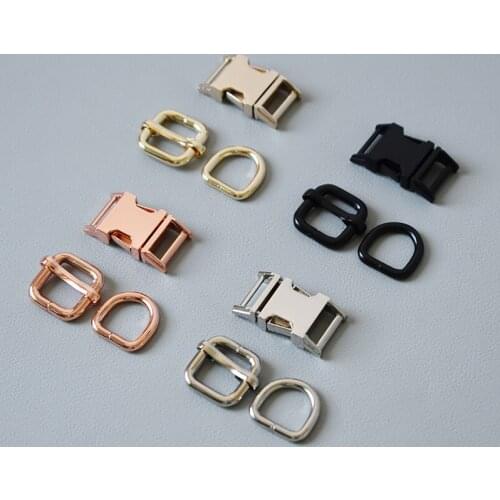 20 Set 15mm Metal Buckle Adjust Buckle D Ring 3-Piece Plated Straps Webbing Garments Dog Collars Top Quality Zinc Alloy 4 colour