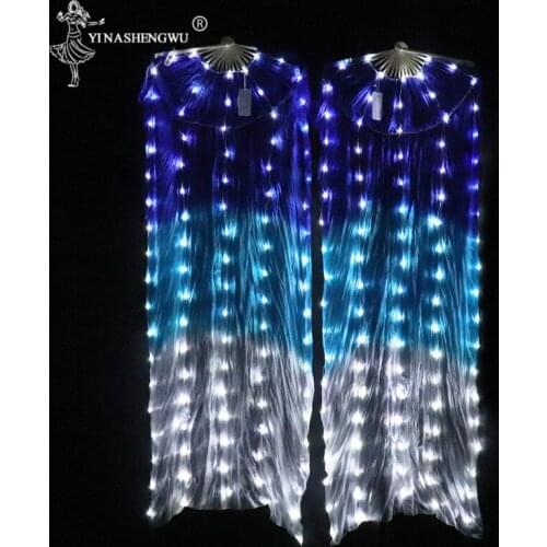 Belly Dance LED Fan Accessories Light LED Silk Fans Shiny Women LED Light Belly Dance Veil Performance Props With Battery 1 pair