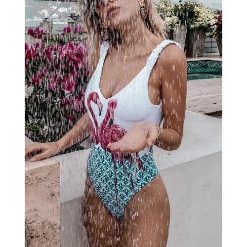 Womens Swimsuits Sexy Cartoon Print Sleeveless Backless Bodysuit One-piece Suit 2021 New Female Swimming Beach Wear