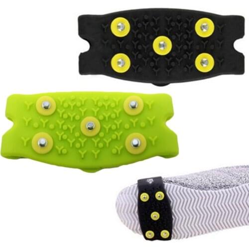 1 Pair Winter 5 tooth Anti-skid crampons Silicone Ice Gripper Outdoor climbing Shoe Spikes Black Shoes Crampon Shoe Accessories