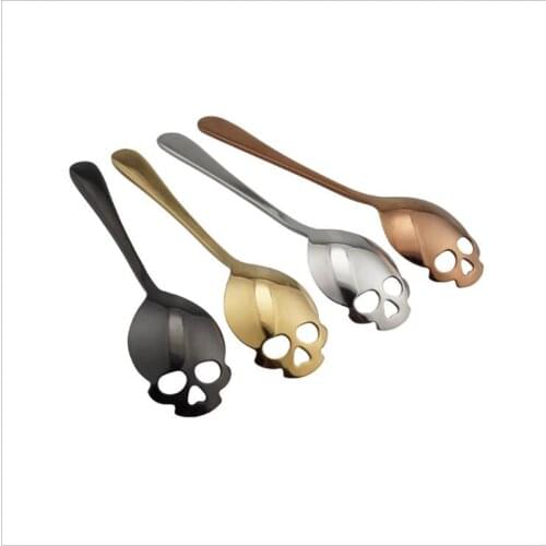1 Pc Gothic Stainless Steel Skull Shape Coffee Spoon Kitchen Supplies Long Handle Teaspoon Drink Tableware Coffee Spoon