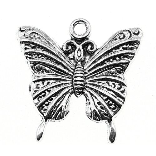 10pcs Charms Butterfly Tibetan Silver Color Charms Jewelry Making Accessories Butterfly Pendant Butterfly 23x23mm
