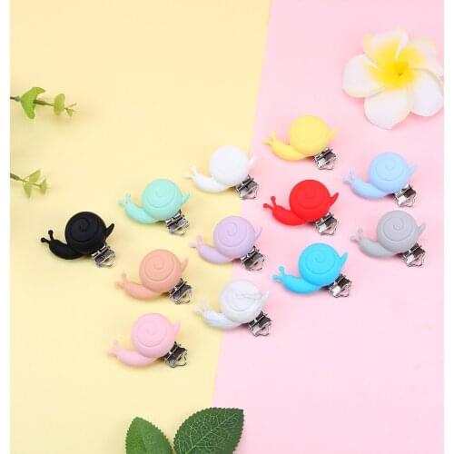 Sunrony 10pcs Snails Silicone Pacifier Clips BPA Free Cartoon Animal Teether Beads Pacifier Clip Baby Oral Care Nurse Toys