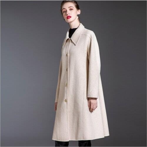 2020 winter new woolen cloak type overcoat double-sided cashmere coat womens mid-length long-sleeved small coats outwear jacket