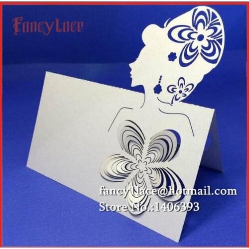 30PCS Hot Sale Laser Cut Wedding Invitation Decorations Place Cards Table Cards, Beauty Girl Shaped Valentine Paper Party Decor