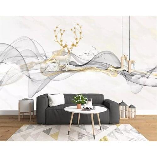 Beibehang custom silk 3d wallpaper new Chinese abstract ink landscape oil painting cloud golden background decorative painting