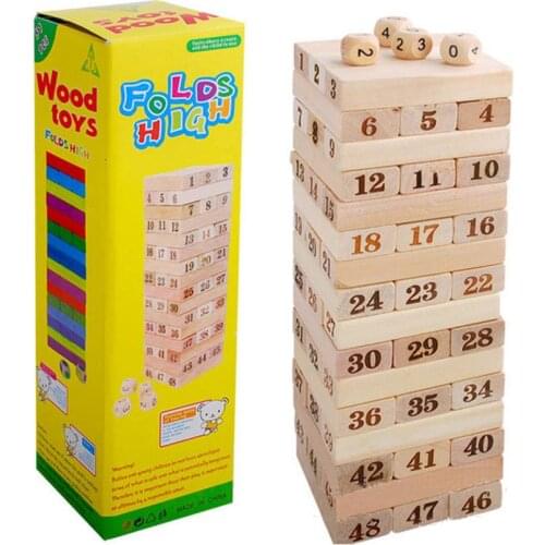 48 Pcs Wooden Stacking Board Games Building Blocks Toy Gift for Children To Communicate With Parents Logs Block Toys