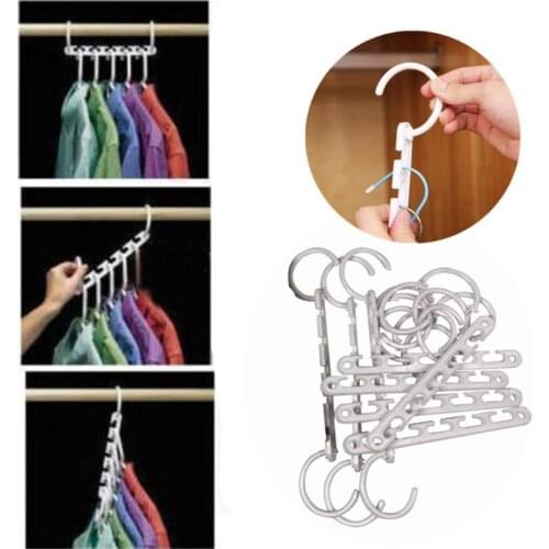 8pcs Space Saving Support hanger Magic clothes pants rack dryer stand Scarf cabide Plastic closet Storage organizer hanging rail