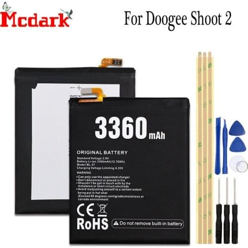 Mcdark MTK6580 For Doogee Shoot 2 Battery Replacement Large Capacity 3360mAh Back Up Bateria For Doogee Shoot 2+Tools