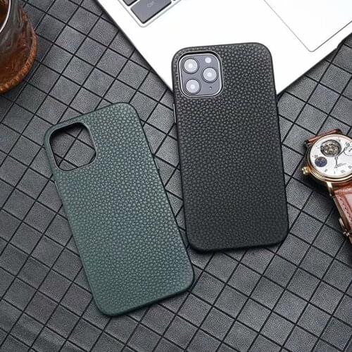 For iPhone 12 Case Original Genuine Leather Lychee Pattern Cowhide Phone Case For iPhone 12 Pro Max 12 Mini Back Cover Fundas