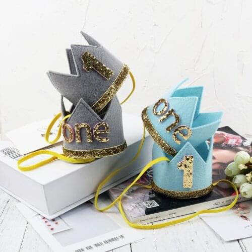 Infant Baby Birthday Caps Princess Crown 1st First Birthday Hat Baby Birthday Headband One Year Birthday Party Decorations Prop