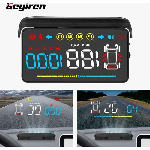 GEYIREN HUD T4 Head Up Display Windshield Speed Projector Speeding Alarm Turning Light Battery Display For Tesla Model 3 Model Y