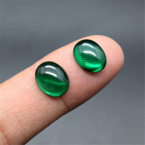 Joanlyn Emerald Oval Cabochon Smooth Polished Surface Egg Shape Rich Green Emerald Cabochon Flat Back 4 Sizes to Choose C59E