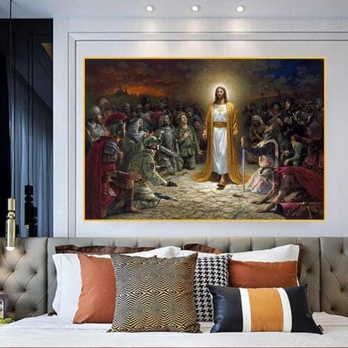 Christian Jesus Saves The World Canvas Painting Cuadros Posters Prints Wall Art for Living Room Home Decor (No Frame)