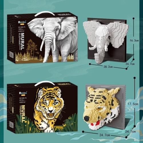 Animal Building Blocks Tiger Elephant Dragon Unicorn Assembled 3D Model Diamond Mirco Bricks Figure Toy For Art Wall Decoration