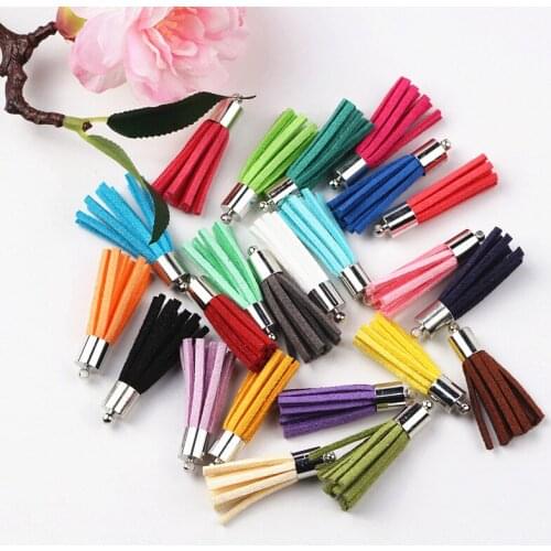 Leather Tassel 35mm For Earrings Keychain Cellphone Straps Jewelry Fiber Fringe Suede Tassel DIY Pendant Jewelry Findings 50pcs