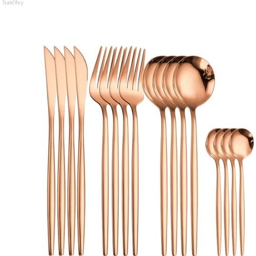 24Pieces/Set Stainless Steel Cutlery set Gold Tableware Set Tablewellware Dinnerware Set Knives Forks tea Spoons For Restaurant