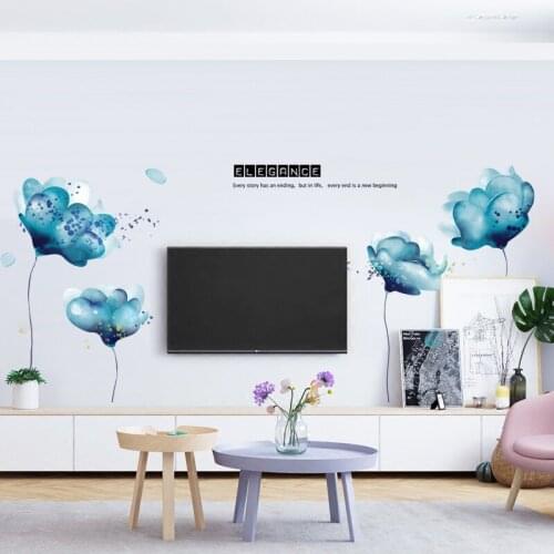 Chinese Style Wall Sticker Flower Living Room Sofa TV Backdrop Decoration DIY Vinyl Wallpaper Warm Bedroom Furniture Wall Decals