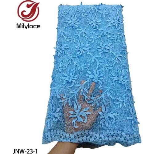 Latest African Lace Fabric with Sequins French Laces High Quality Nigerian Lace Fabric for Party JNW-23
