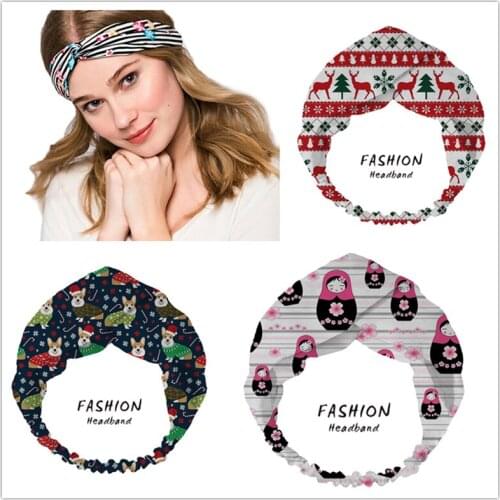 Women Girls Christmas Bohemian Hair Bands Print Headbands Retro Turban Bandage Bandanas HairBands Hair Accessories Headwrap