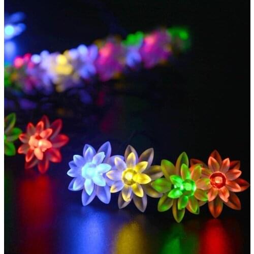 Holiday Lotus LED String Lights 7m 50 Led Solar Powered Lights Lamp for Garden Party Decoration