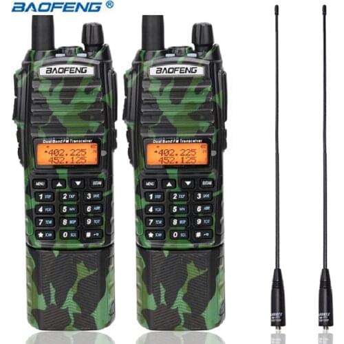 2pcs BAOFENG UV-82 plus Walkie Talkie 8Watts powerful 3800mAh Battery With DC Connector UHF VHF Dual Band Ham Two Way Radio