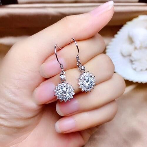 Luxury Snowflake Drop Earrings With Shiny AAA Cubic Zircon S925 Silvery Fine Jewelry For Women Wedding Party Elegant Accessories
