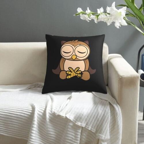 Cute Owl In Meditation Pose Crossed Legs Yoga pillowcase printed cushion cover sofa waist pillow pillow cover