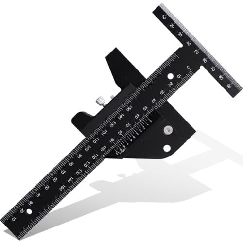 Woodworking Scribing Ruler Aluminum T-shaped Line Device Depth Vernier Measuring Ruler Multifunctional DIY Woodworking Tools