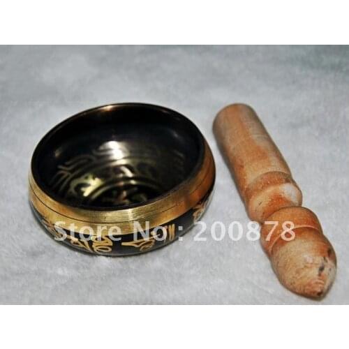TBC874 Tibetan brass small singing bowl,80*40mm,carved six words mantras,Buddha eye,free shipping