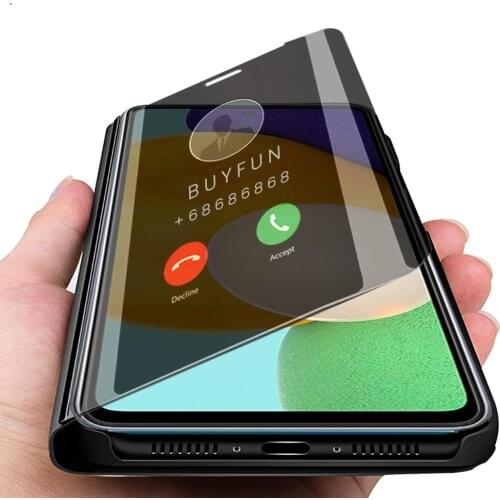 Smart mirror filp phone case for samsung galaxy a52 a 52 52a 6.5" 5g shock-proof stand book shell coque sansung galaxi a52