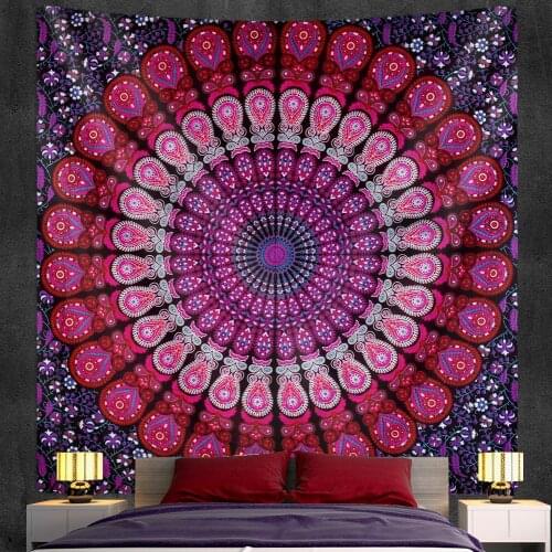 Vintage gradient tapestry home decor Indian psychedelic scene mandala tapestry hippie bohemian decor sheet yoga mat