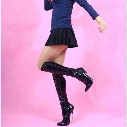 6.3in High Height Sex Boots Party Boots Stiletto Heel Knee-High Boots Metal Heel US Size 5-13 No.717