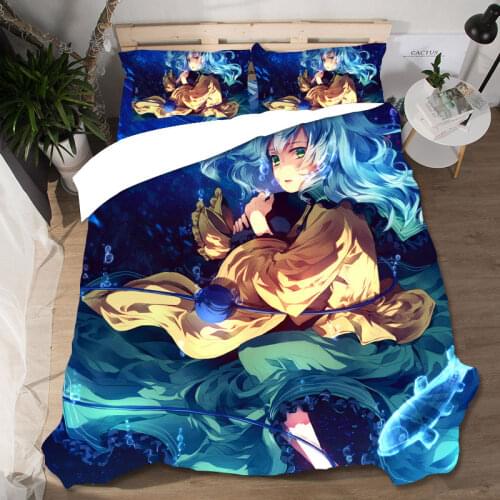 High Quality Anime Cute Girl Koishi Komeiji Printing Bed Set Bed Pillowcases Home Textile Lovely Printing Couple Queen King Size