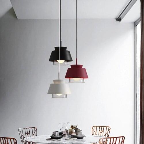 Nordic Colorful Iron Glass Led Pendant Light Modern Dining Room Kitchen Hanging Lamp Lighting Fixtures Loft Industrial Art Decor