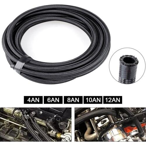 1M 3M 5M Racing Oil Fuel Pipe Hose AN6 AN8 AN10 Oil Gas Cooler Hose Line Tube Nylon Stainless Steel Braided Inside CPE Rubber