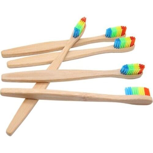 10PCS /lot Colorful Bamboo Toothbrush Novelty Rainbow Wood Teeth Brush soft-bristle Bamboo Fibre Wooden Handle
