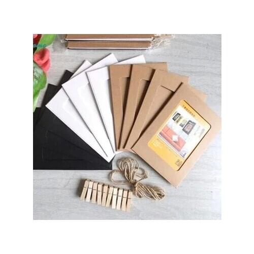 100 Pieces/Lot (10PCS/SET 10SET/LOT) Retro Vintage Creative 6 Inches DIY Wall Hanging Paper Photo Frame With Rope Clips