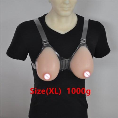 1000g/pair Ultra-soft Crossdresser Party Breast Forms Transgender Fake Boobs Artificial Silicone Bra Boobs Needn't Adhesives