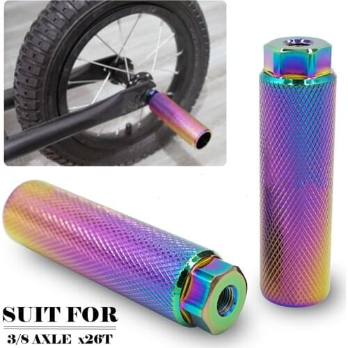 2x For MTB BMX Bike Bicycle Axle Pedal Alloy Foot Stunt Peg Footrest-Lever Cylinder Grip Anti-Slip Front Rear Axle Foot Pick