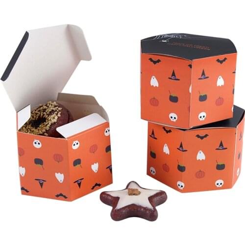 5/10pcs Halloween Hexagon Candy Boxes Food Cookies Biscuit Gift Packaging Box For Halloween Decoration Festival Party Supplies