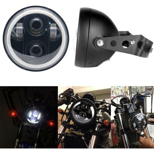 5-3/4" 5.75 inch Motorcycle Car LED Projector Full Halo Headlight Housing Bucket For Harley Dyna Sportster Softail Honda Yamaha