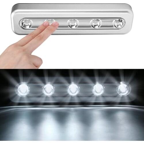 5LEDs Strip Hand Press Light Cupboard Wardrobe Bedroom Lamp LED Under Cabinet Night Light For Closet Stairs Kitchen Lightings